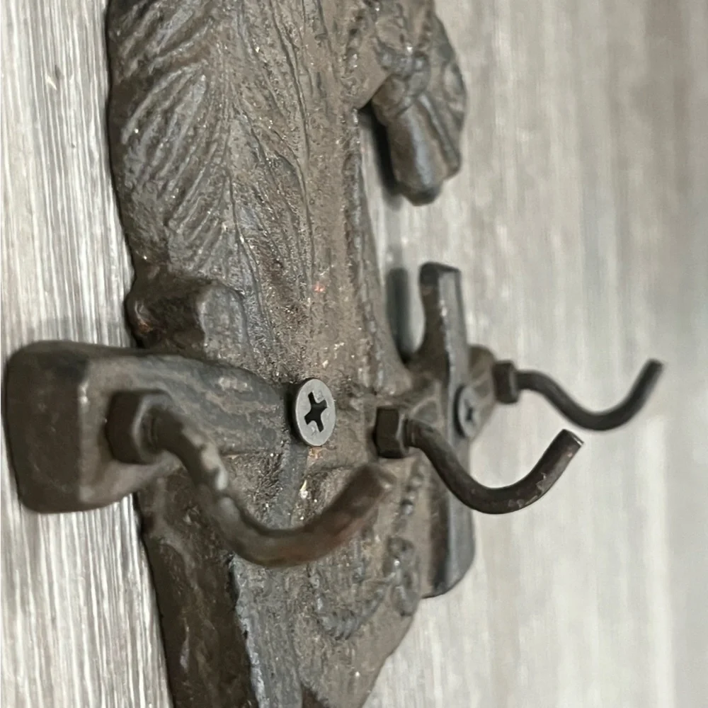 Rustic Horse Coat Hanger Cast-Iron Farmhouse Decor Key Ring Hanger